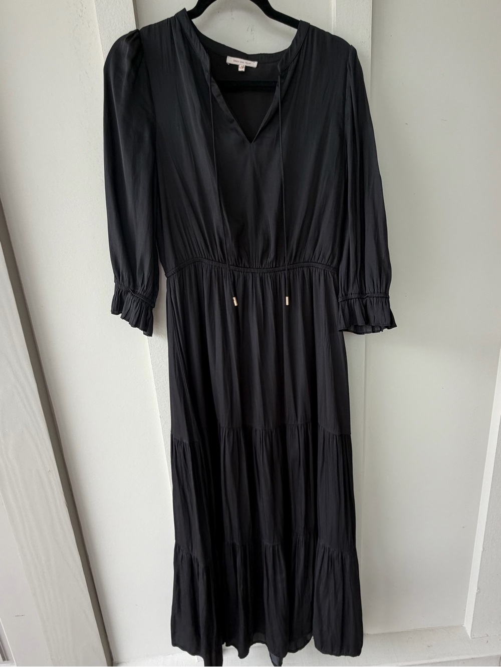 Skies Are Blue Black Tiered V-Neck Maxi Dress